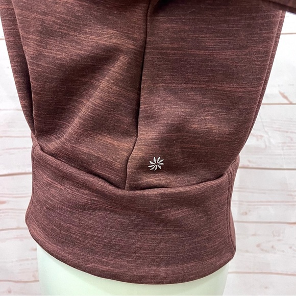 Athleta Half Zip Altitude Polartec Fleece Crop Mock Neck Sweatshirt Rust - Picture 9 of 15